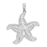 De-Ani Sterling Silver Rhodium-plated Polished Filigree Starfish Pendant - Image 4