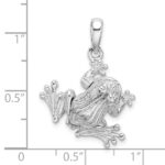 De-Ani Sterling Silver Rhodium-Plated Polished Bug Eyed Frog Pendant - Image 5