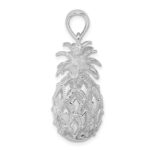 De-Ani Sterling Silver Rhodium-Plated Polished 3D Cut-Out Large Pineapple Pendant - Image 2