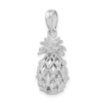 De-Ani Sterling Silver Rhodium-Plated Polished 3D Cut-Out Medium Pineapple Pendant - Image 4