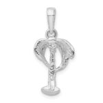 De-Ani Sterling Silver Rhodium-Plated Polished Palm Tree with Coconuts Pendant - Image 3