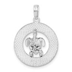 De-Ani Sterling Silver Rhodium-Plated Polished Bonaire Circle with Turtle Pendant - Image 3