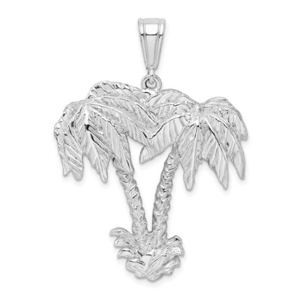 De-Ani Sterling Silver Rhodium-Plated Polished Palm Trees Pendant