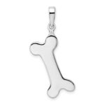 De-Ani Sterling Silver Rhodium-plated Polished Engraveable Dog Bone Pendant