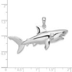 De-Ani Sterling Silver Rhodium-Plated Polished 3D Shark Pendant - Image 4
