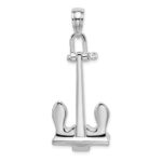 De-Ani Sterling Silver Rhodium-Plated 3D Moveable Navy Anchor Pendant