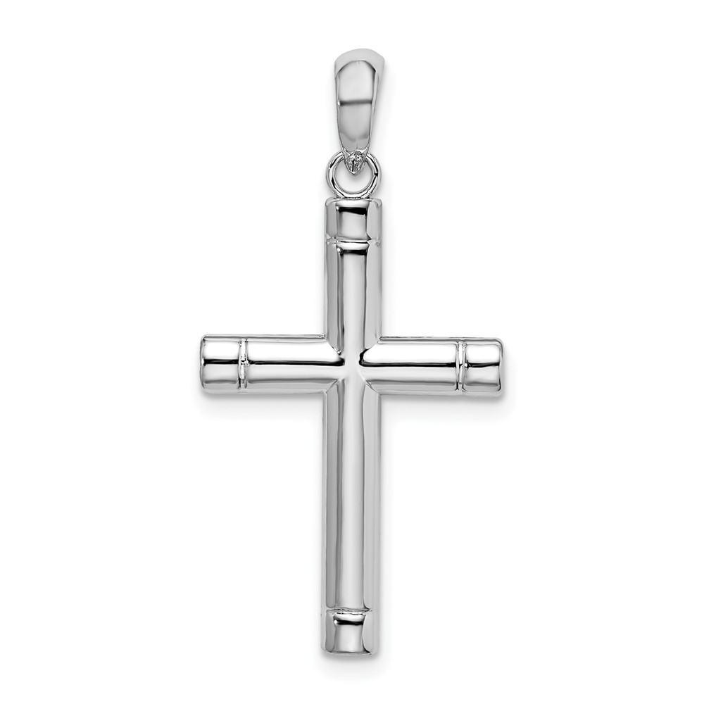 QC9970-1.jpg De-Ani Sterling Silver Rhodium-Plated Polished Tubular Latin Cross Pendant - Image 1