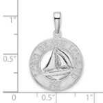 De-Ani Sterling Silver Rhodium-Plated Long Beach Island New Jersey with Sailboat Pendant - Image 4