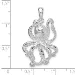 De-Ani Sterling Silver Rhodium-Plated Polished Textured Octopus Pendant - Image 4