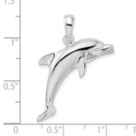 De-Ani Sterling Silver Rhodium-Plated Polished Jumping Dolphin Pendant - Image 4
