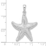 De-Ani Sterling Silver Rhodium-Plated Polished Textured Starfish Pendant - Image 4