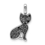 Sterling Silver Rhodium 0.25ct. Blk & Wht Dia. Reversible Cat Pendant - Image 3