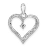 Sterling Silver Rhodium Diam. Heart Pendant - Image 4