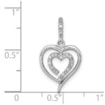 Sterling Silver Rhodium Diam. Heart Pendant - Image 4
