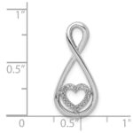Sterling Silver Rhodium-Plated Diamond Heart in Teardrop Slide Pendant - Image 3