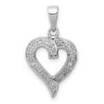 Sterling Silver Rhodium Diamond Heart Pendant