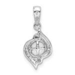 Sterling Silver Rhodium 6mm FW Cultured Pearl & Diamond Pendant - Image 4
