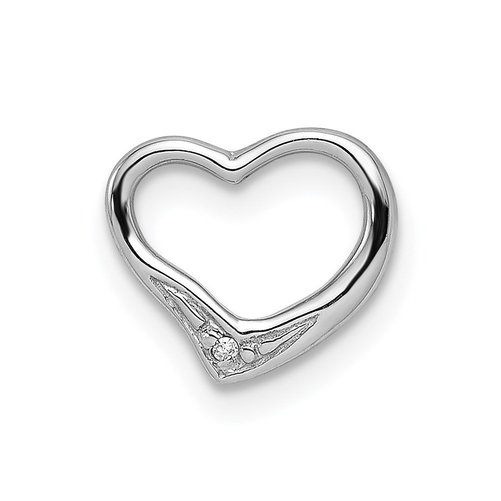 QDX353.jpg Sterling Silver Rhodium Diamond Floating Heart Pendant - Image 1