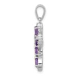 Sterling Silver Rhodium Plated Amethyst Cross Pendant - Image 3