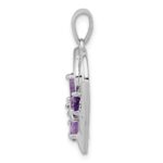 Sterling Silver RH Plated Amethyst and Diamond Butterfly Heart Pendant - Image 2