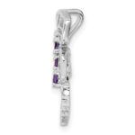 Sterling Silver Rhodium Amethyst Dragonfly Pendant - Image 2