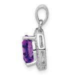 Sterling Silver Rhodium Plated Amethyst and Diamond Pendant - Image 2