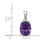 Sterling Silver Rhodium Plated Amethyst and Diamond Pendant - Image 3