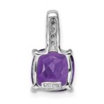Sterling Silver Rhodium Plated Amethyst and Diamond Pendant - Image 4