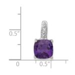 Sterling Silver Rhodium Plated Amethyst and Diamond Pendant - Image 3