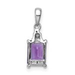 Sterling Silver Rhodium Plated Amethyst and Diamond Pendant - Image 4