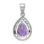 Sterling Silver Rhodium Plated Amethyst and Diamond Pendant - Image 4