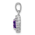 Sterling Silver Rhodium Plated Amethyst and Diamond Pendant - Image 2