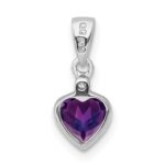 Sterling Silver Rhodium Plated Amethyst and Diamond Pendant - Image 4