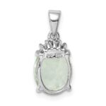 Sterling Silver Rhodium Plated Green Quartz and Diamond Pendant - Image 4