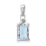 Sterling Silver Rhodium-plated Light Swiss Blue Topaz & Diamond Pendant - Image 4