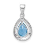Sterling Silver Rhodium-plated Light Swiss Blue Topaz & Diamond Pendant - Image 4