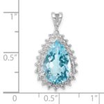 Sterling Silver Rhodium-plated Light Swiss Blue Topaz Diamond Pendant - Image 4