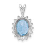 Sterling Silver Rhodium-plated Oval Swiss Blue Topaz & Diamond Pendant - Image 4