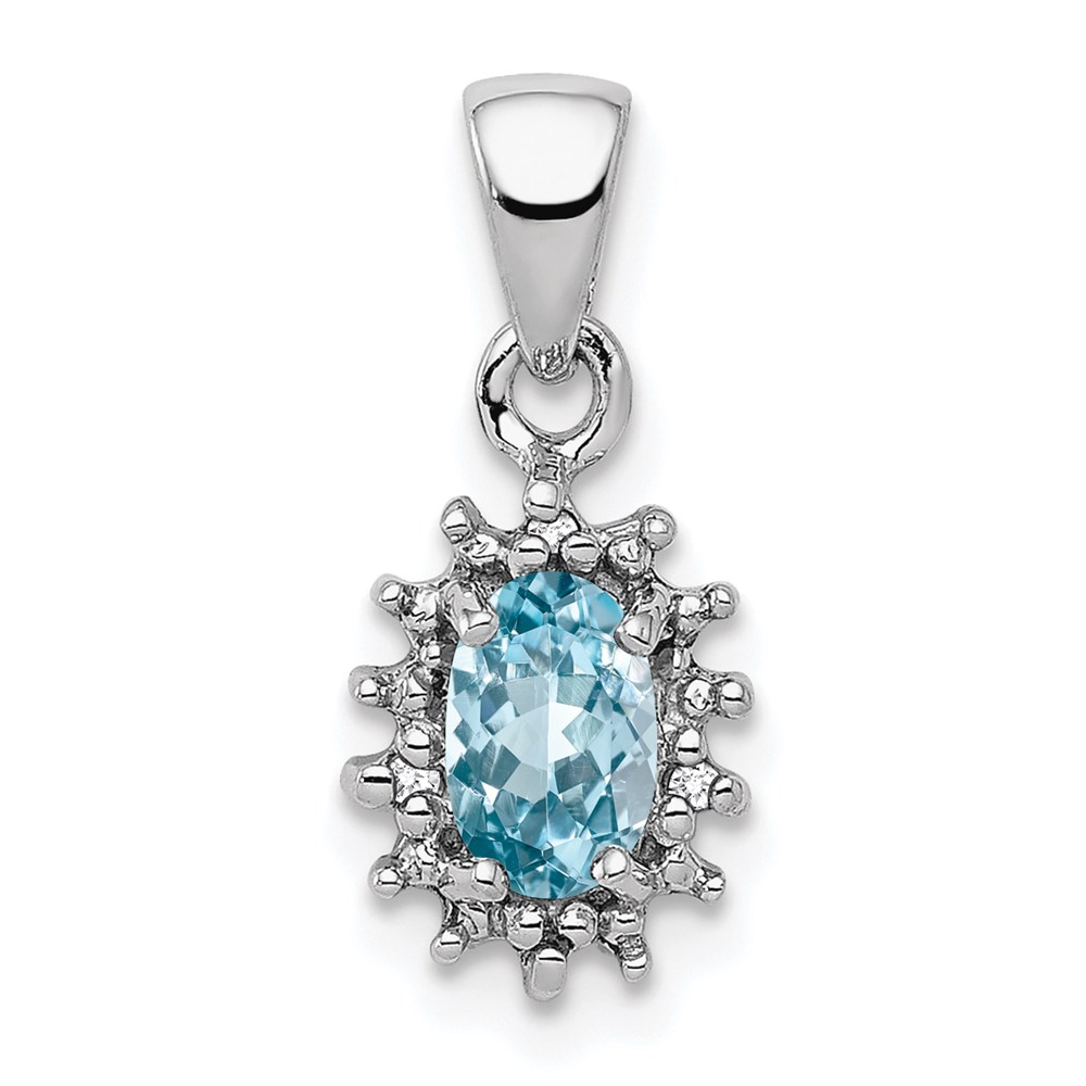 QDX572.jpg Sterling Silver Rhodium Light Swiss Blue Topaz & Diamond Pendant - Image 1