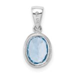 Sterling Silver Rhodium Light Swiss Blue Topaz Pendant - Image 4