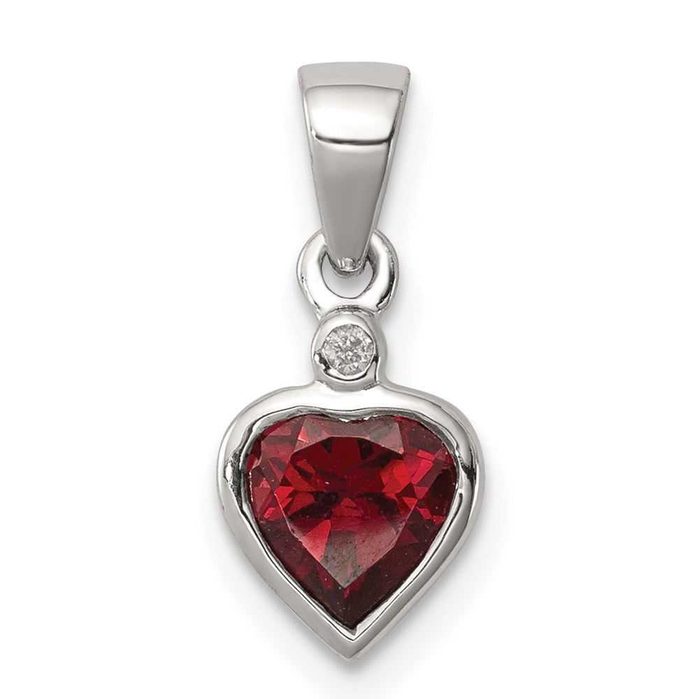 QDX607.jpg Sterling Silver Rhodium Garnet Diamond Pendant - Image 1