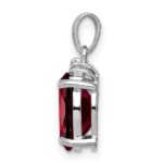 Sterling Silver Rhodium Garnet & Diamond Pendant - Image 2