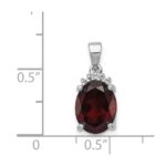 Sterling Silver Rhodium Garnet & Diamond Pendant - Image 3