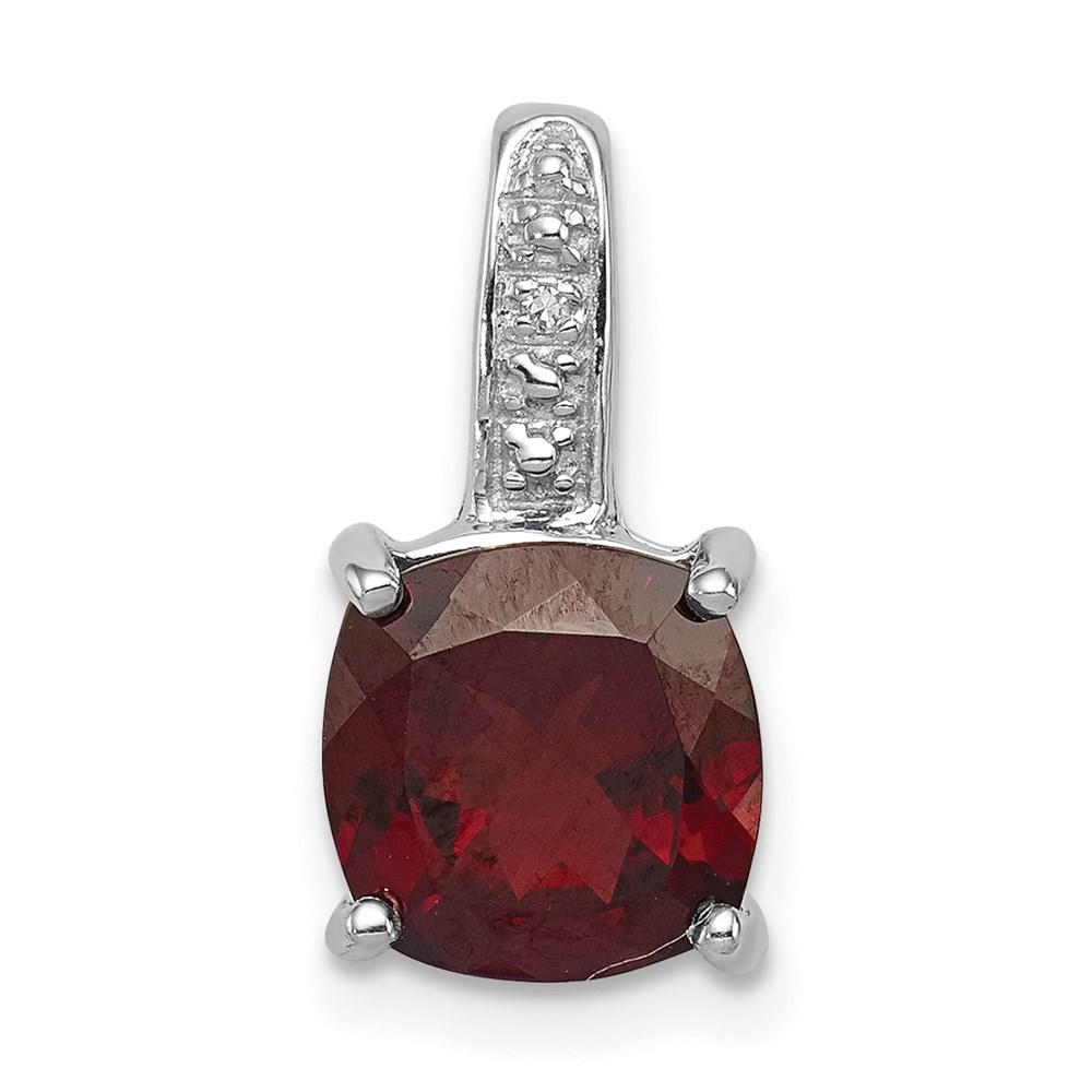 QDX642.jpg Sterling Silver Rhodium Garnet & Diamond Pendant - Image 1