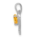 Sterling Silver Rhodium Heart Citrine & Diamond Heart Pendant - Image 2