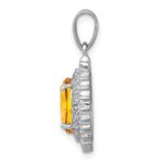Sterling Silver Rhodium Citrine & Diamond Pendant - Image 2
