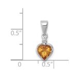 Sterling Silver Rhodium Citrine Diamond Pendant - Image 3