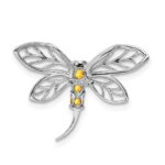 Sterling Silver Rhodium Citrine Dragonfly Chain Slide - Image 4