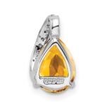 Sterling Silver Rhodium Pear Citrine Pendant - Image 4