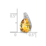 Sterling Silver Rhodium Pear Citrine Pendant - Image 3